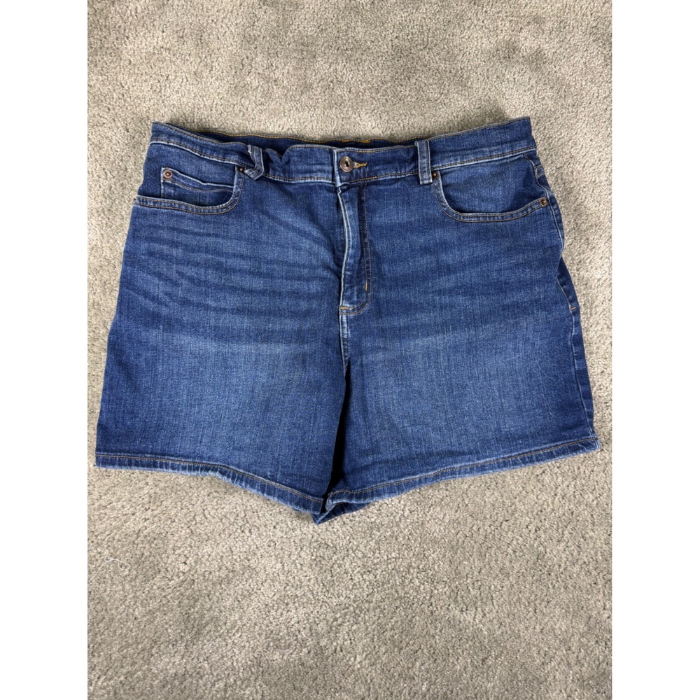 Duluth Trading Co Womens Size 16 Dark Wash Denim Stretch Jean Shorts 2478